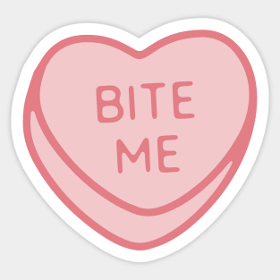 Pink Candy Conversation Heart Bite Me Sticker